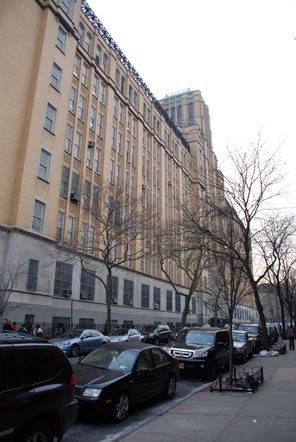 Brooklyn Tech High School's main entrance from the street.